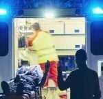 person in ambulance after suffering a stroke/heart attack