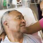 Concerned senior couple in the hospital