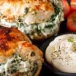 Chicken with creamy feta cheese.